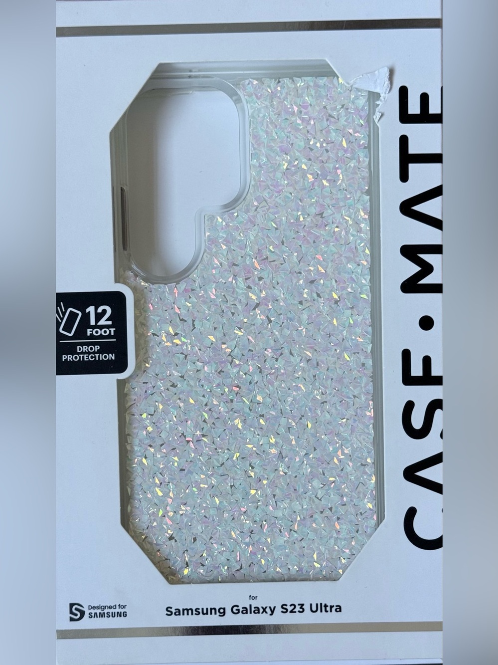New Glitter Iridescent Protective Samsung Galaxy S23 Ultra case white glitter